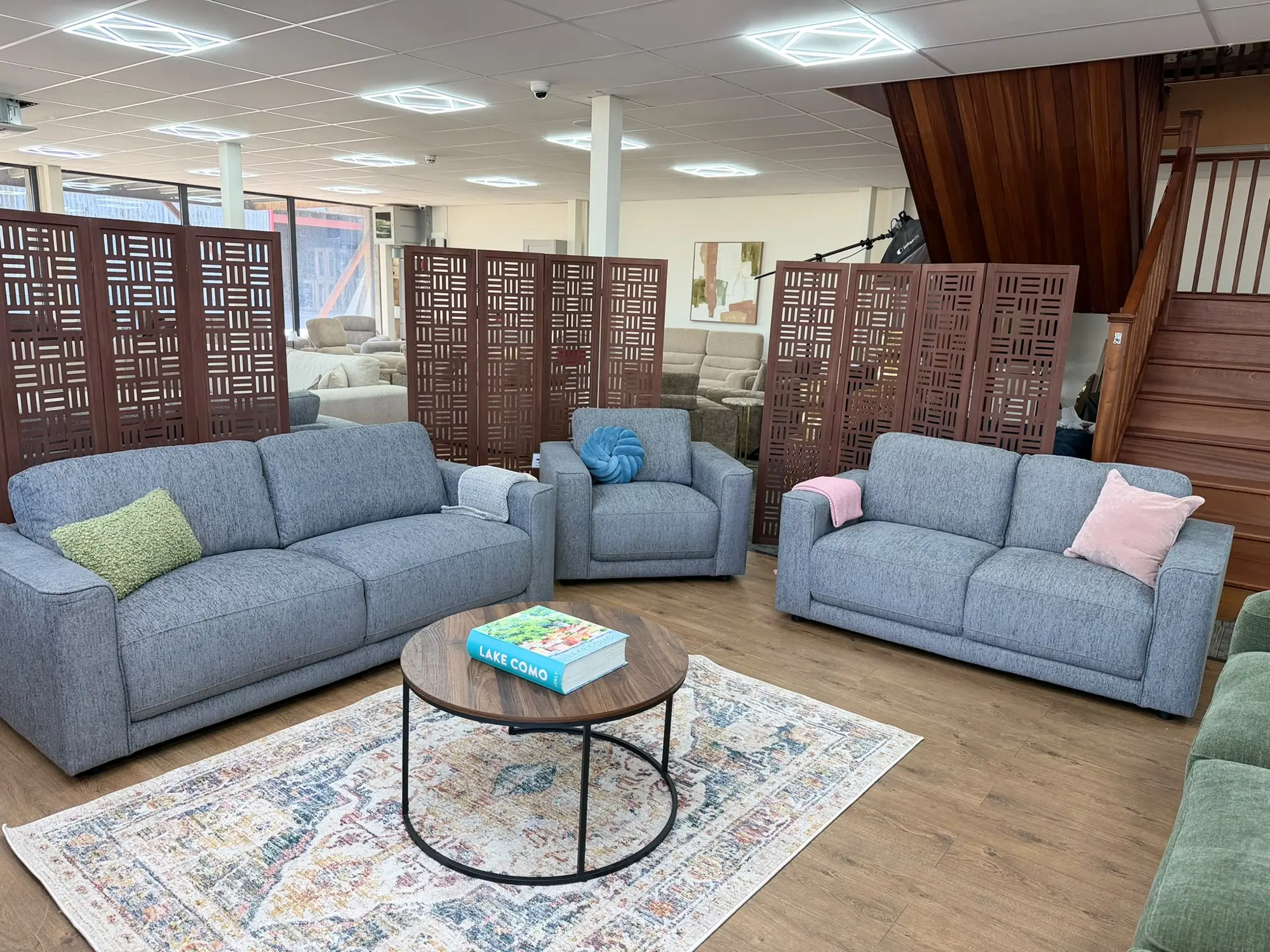 Marlow grey three and two seater sofas in a living room