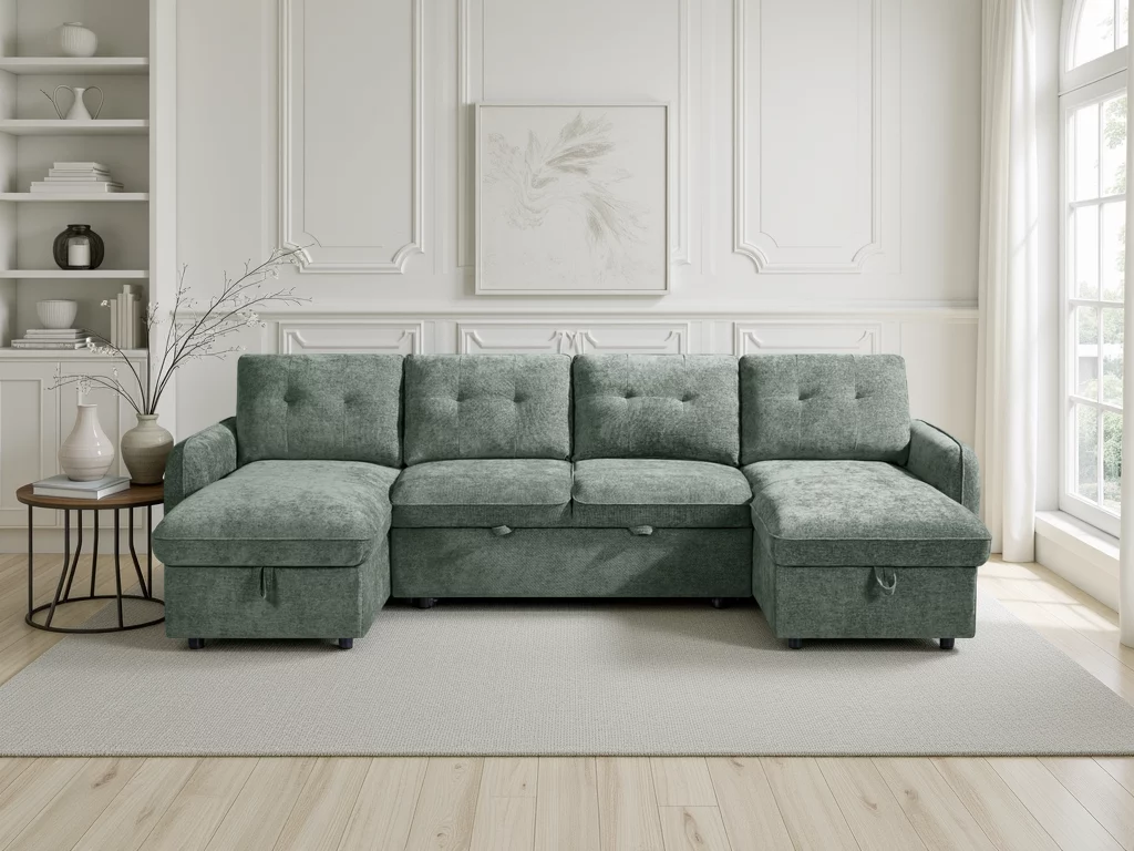 Moscow Sofabed Green U Shape Corner, view 2