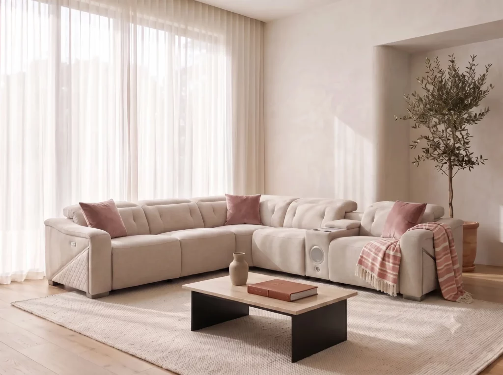 Ohio beige corner sofa in a living room