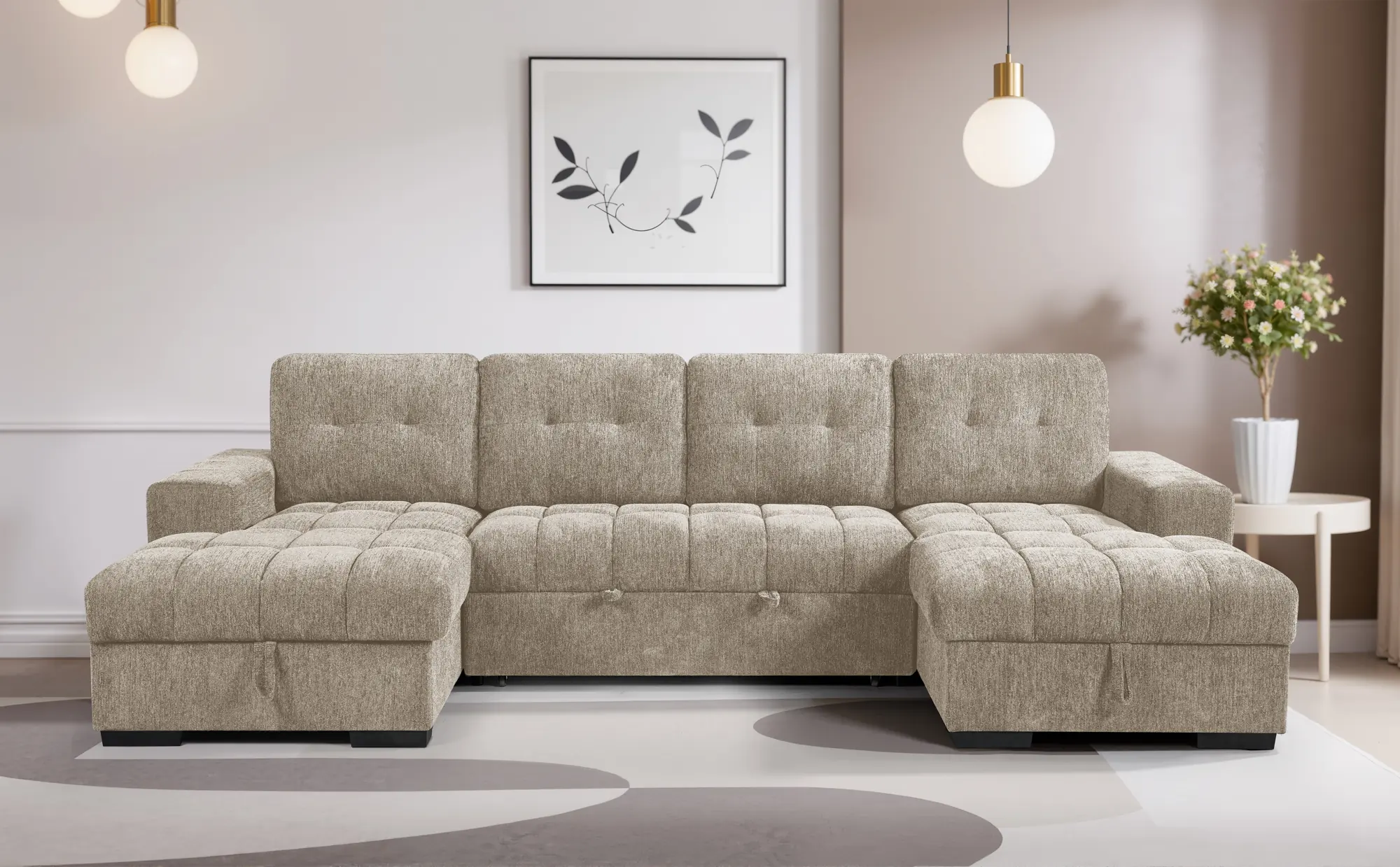 Palermo beige U shape sofa in a living room