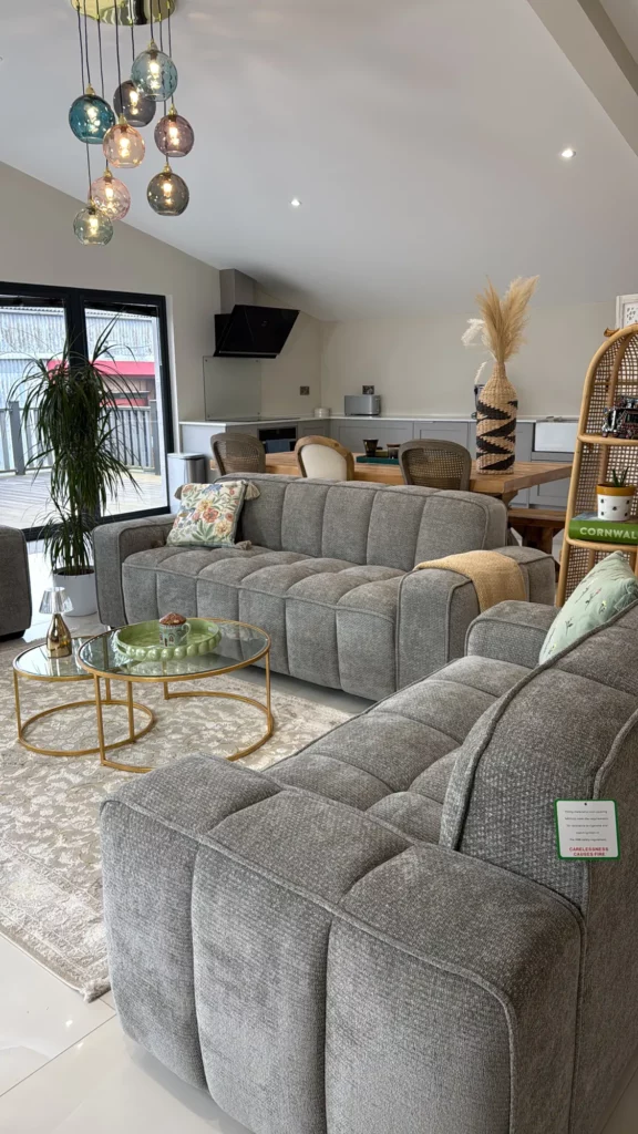 Paris grey sofa in a living room