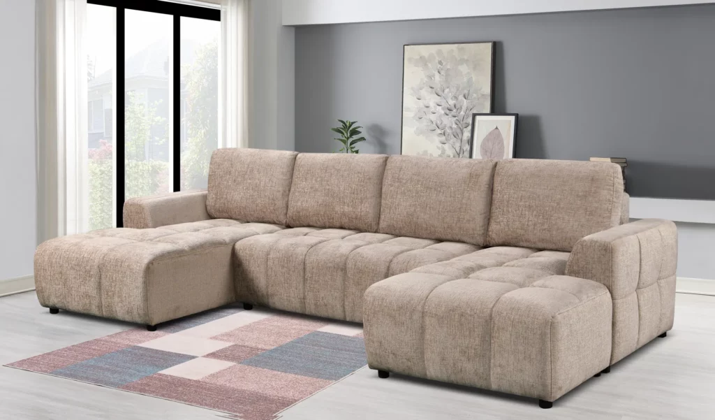 Shanghai beige U shape sofa in a living room