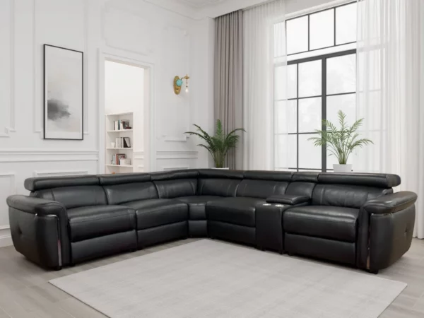 Somerville Electric Recliner Sofa Black Large Corner, view 2