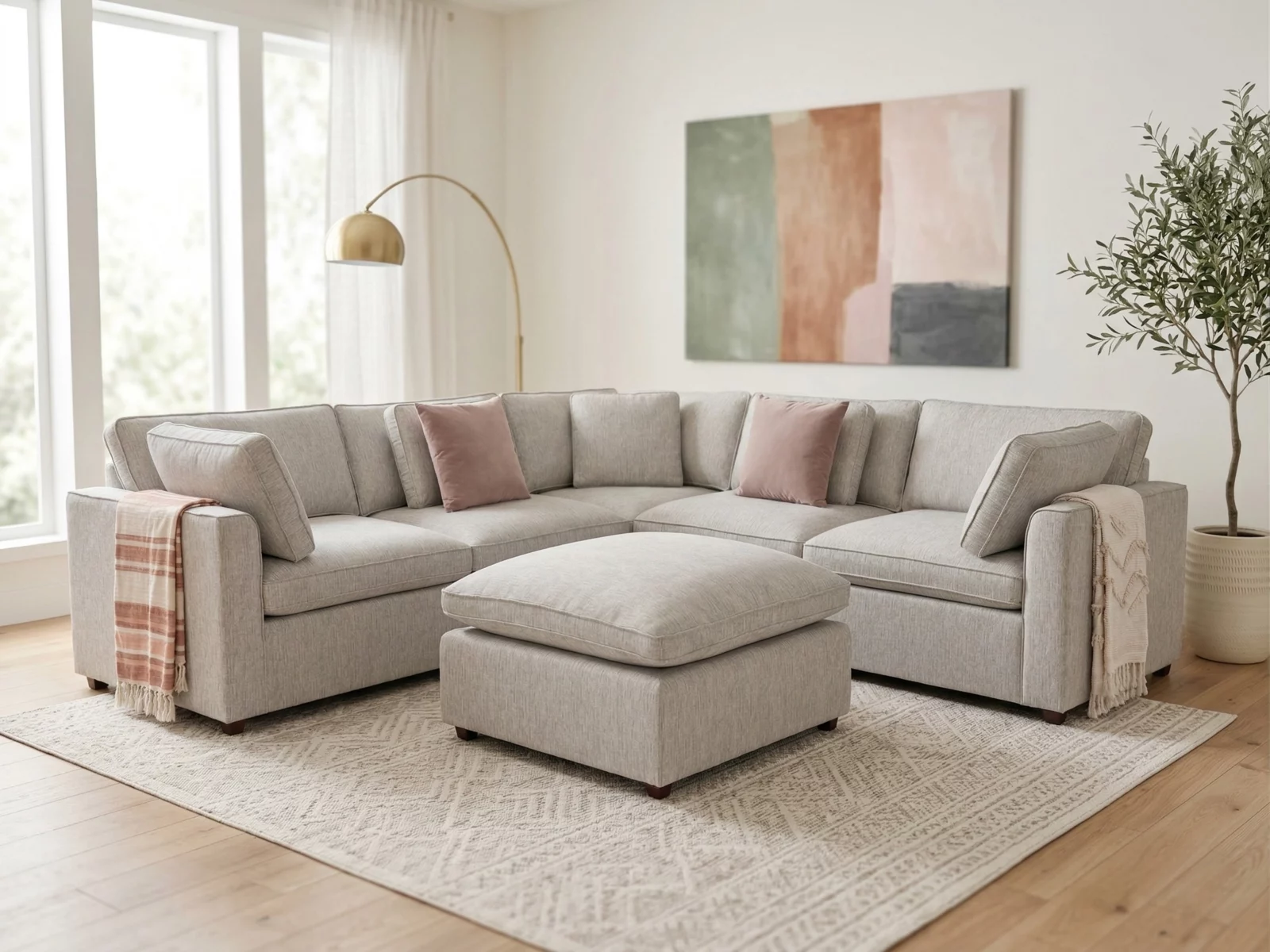 Santorini Sofa Grey Large Corner with Footstool, view 2