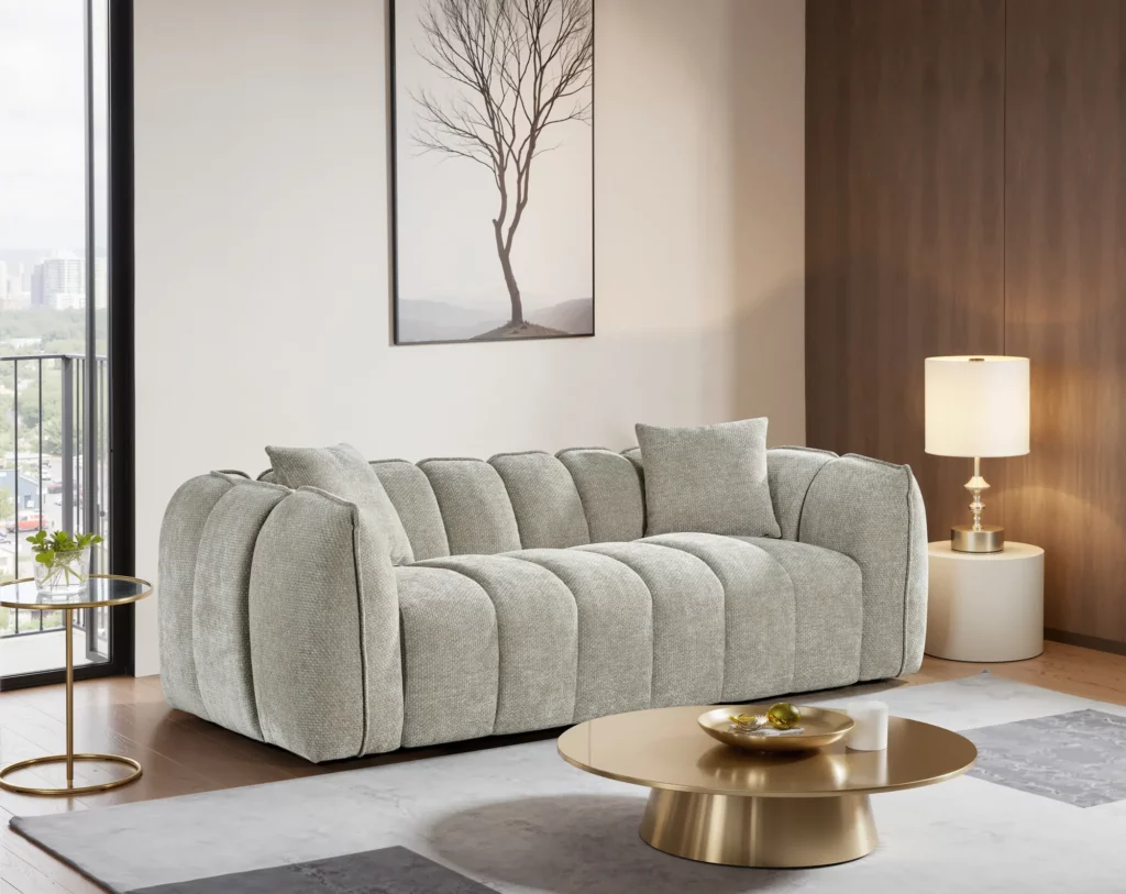 Venice beige three seater in a snug