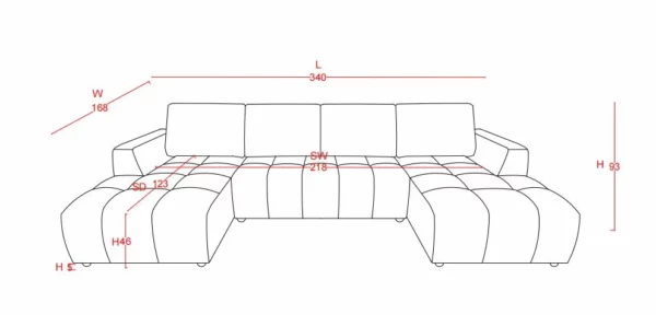 Shanghai Luxury Beige U Shape Corner Sofabed, view 5