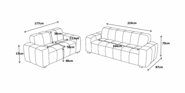Paris Sofa Beige 2 Seater, view 3