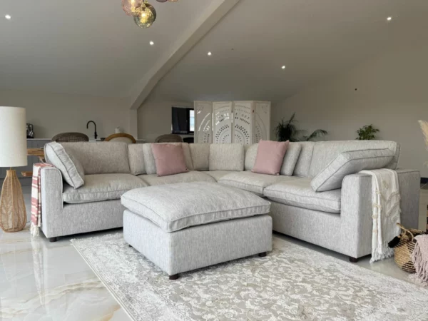 Santorini Sofa Grey Large Corner with Footstool, view 4