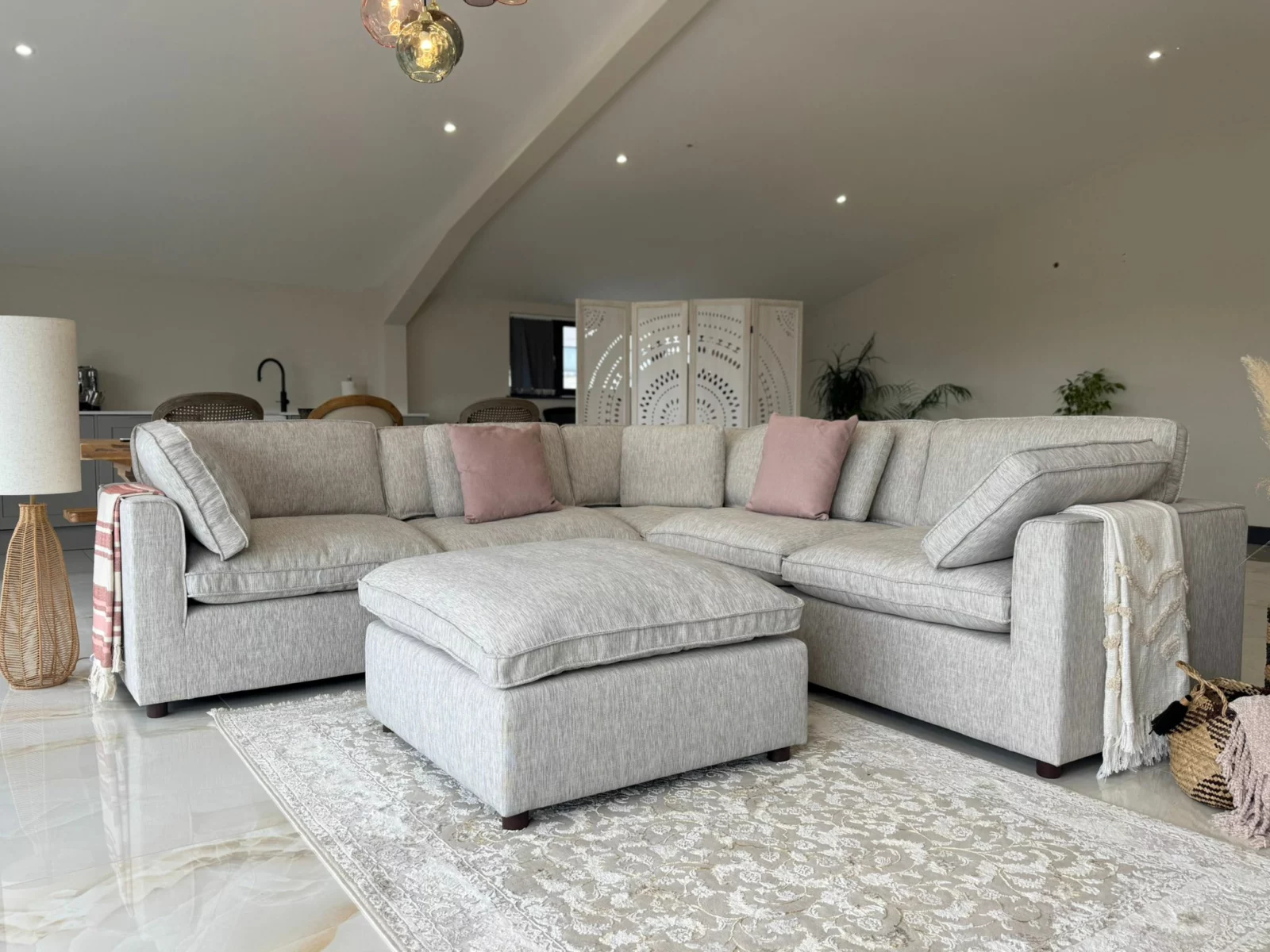 Santorini Sofa Grey Large Corner with Footstool, view 4