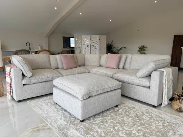 Santorini Sofa Grey Large Corner with Footstool, view 3
