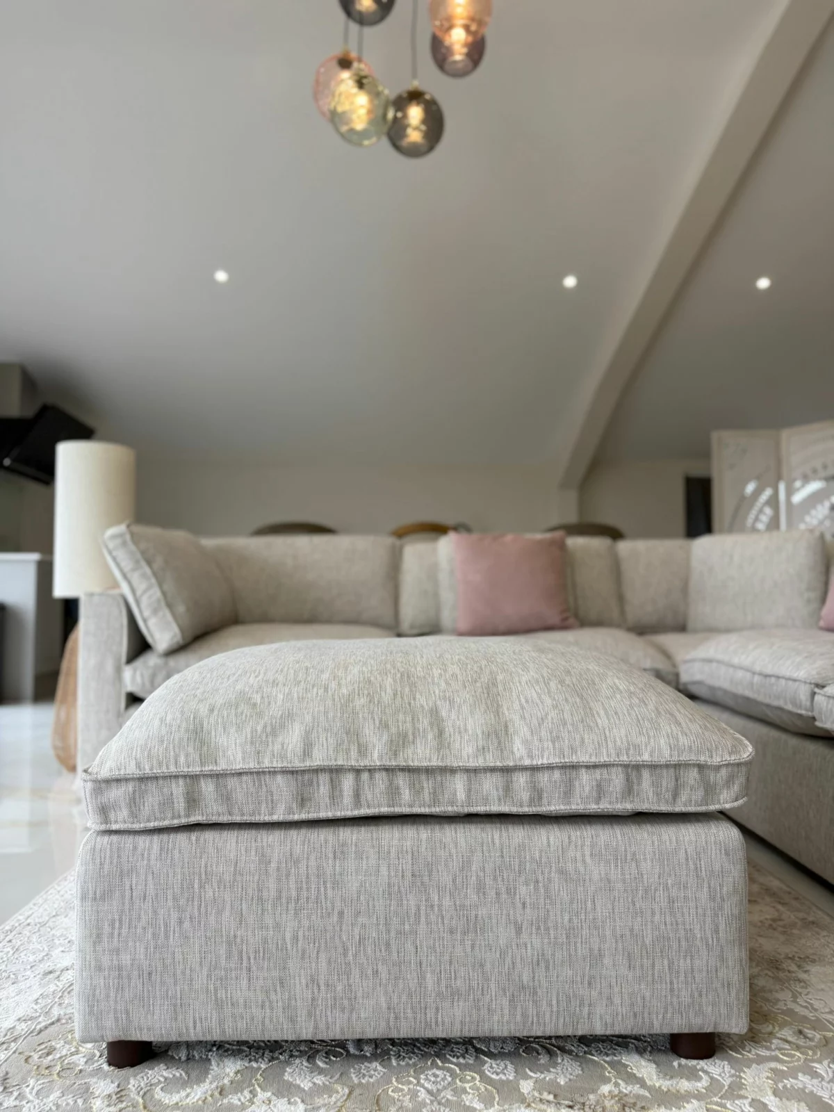 Santorini Sofa Grey Large Corner with Footstool, view 10