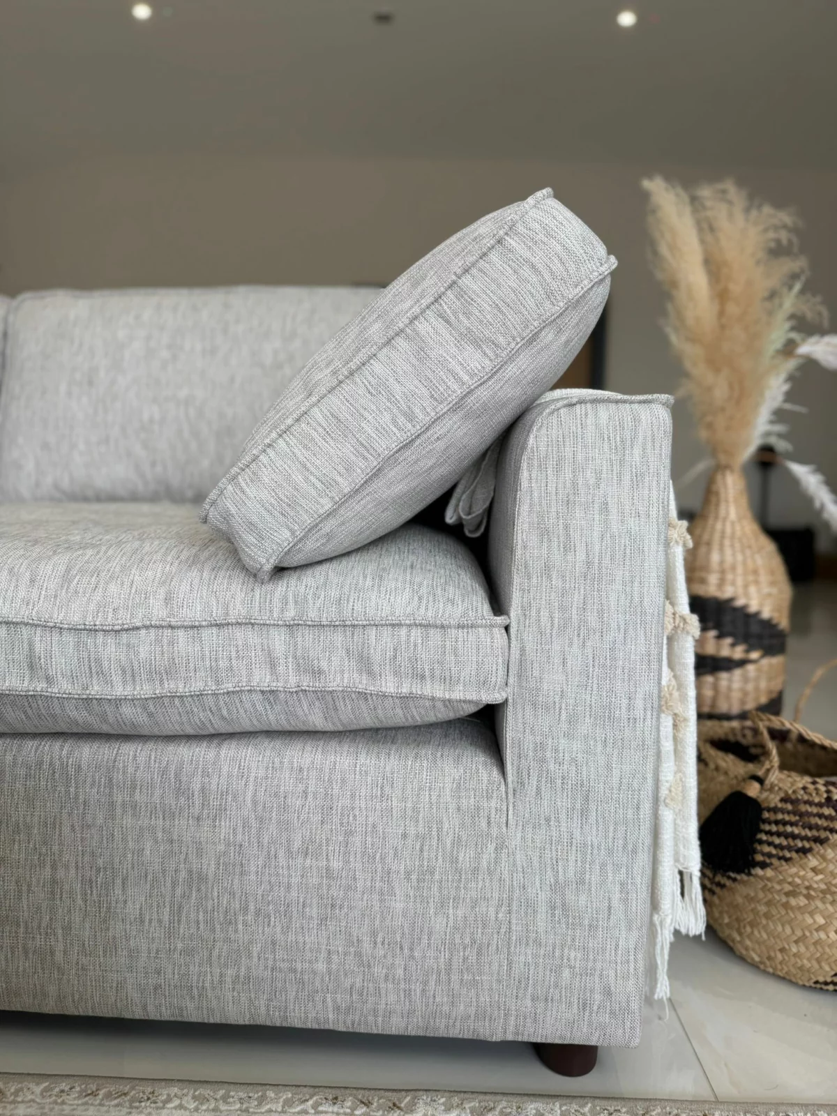 Santorini Sofa Grey Large Corner with Footstool, view 7